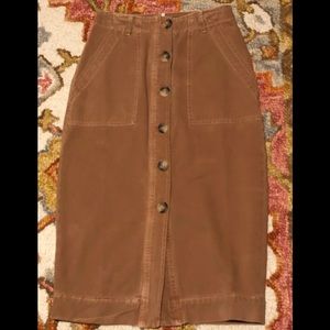 Free People Rustic/Brown Button Down Denim Skirt